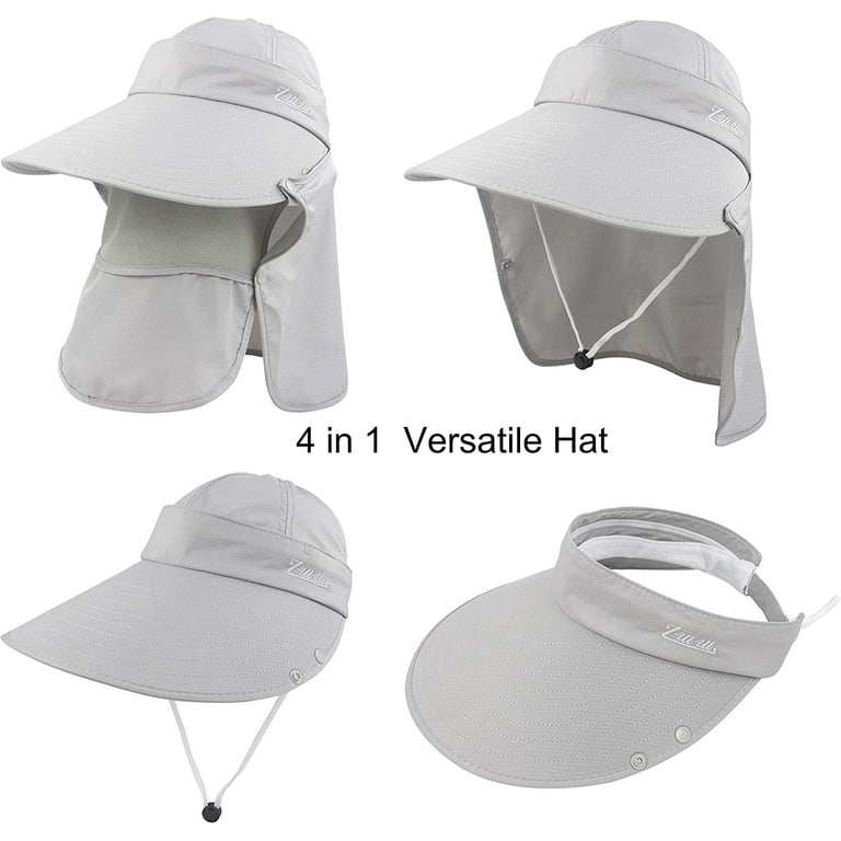 Yuanbang Sun Cap Fishing Hat for Men & Women, UV Protection, Lightweight Baseball Hat, Detachable Neck Flap & Face Cover-Grey, adult Unisex, Size: One