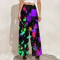 thumbnail image 3 of 2024 Colorful Neon Paint Pants Female Pretty Splatter Print Streetwear Trousers High Waisted Modern Wide Pants Birthday Gift, 3 of 6