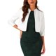 thumbnail image 1 of Blazer recortado INSPIRE CHIC para mujeres con frente abierto y cuello de solapa, chaqueta de traje corta para oficina casual XL blanca, 1 of 4