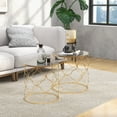 thumbnail image 2 of Set of 2 Nesting Table Coffee End Table Set Tempered Glass Gold, 2 of 10