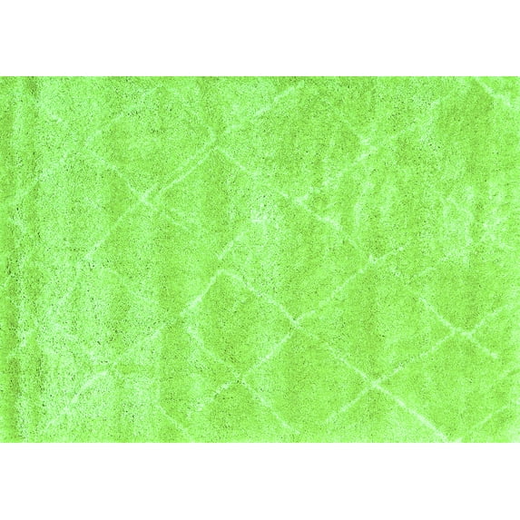 Ahgly Company Indoor Rectangle Trellis Green Modern Area Rugs, 2' x 5'