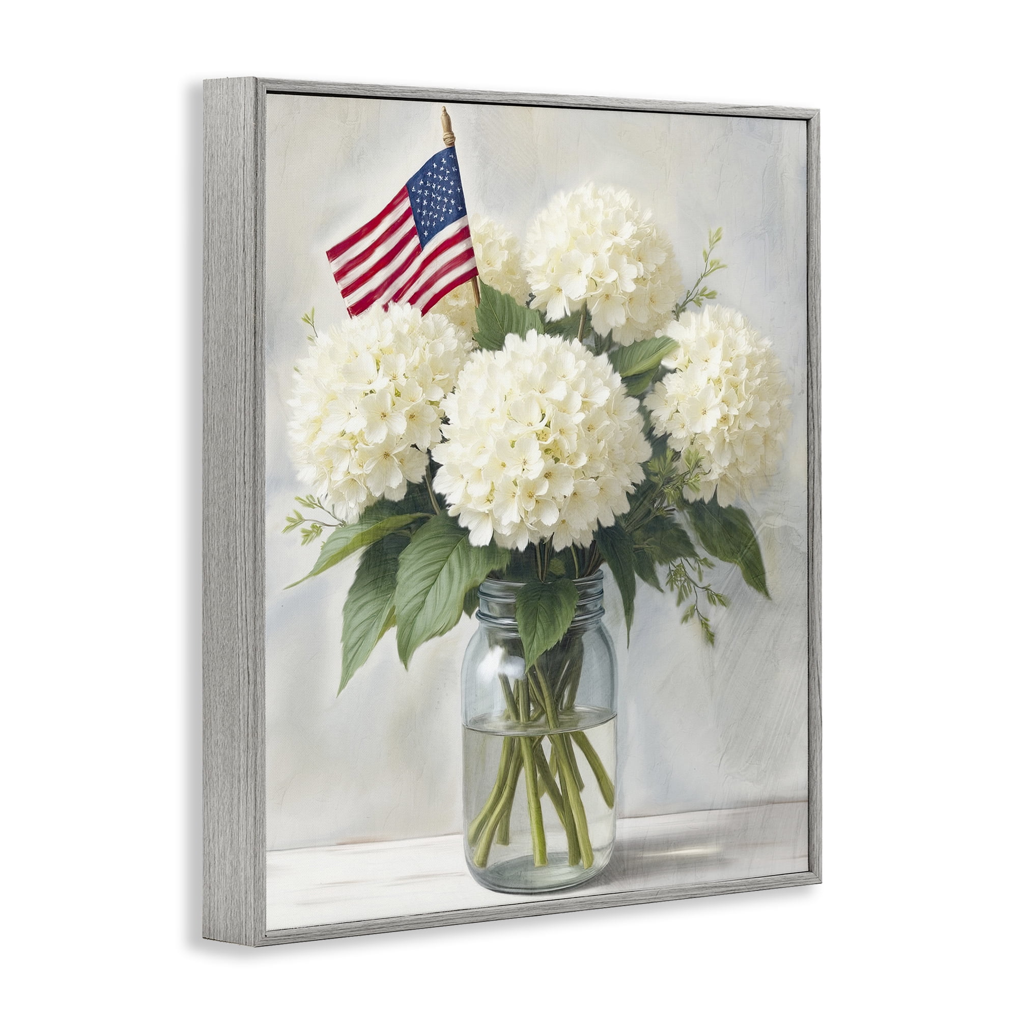 Stupell Industries Festive Patriotic Hydrangea Gray Framed Giclee Art, design by Kim Allen