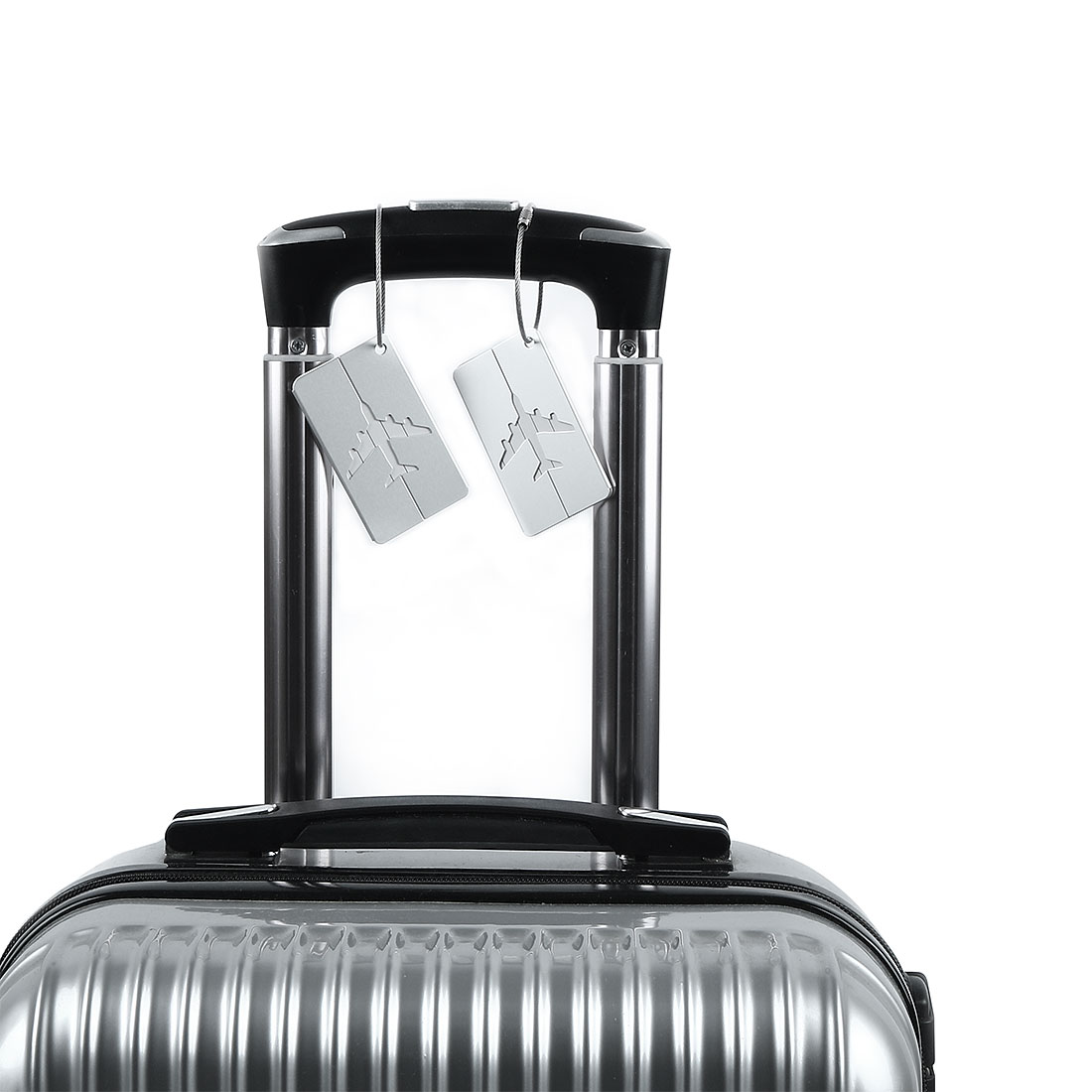 Unique Bargains Luggage Tags Aluminium Metal Bag Travel ID Labels Tag Suitcase Card Silver