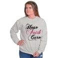 thumbnail image 3 of Hope Faith Cure Breast Cancer Aware Women Crewneck Sweatshirt Brisco Brands S, 3 of 6