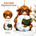 Highland Cow Letter C Christmas Ornament with Reading Book and ...