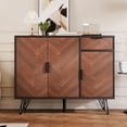 thumbnail image 1 of Buffet Cabinet with Storage, Black Small Accent Cabinet with Drawer & Doors, Mid Century Modern Sideboard for Entryway, Hallway, Dining Room, Office, 1 of 7
