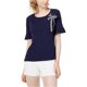 thumbnail image 1 of maison Jules Camiseta básica con lazo de ojal para mujer, azul, XS, 1 of 1