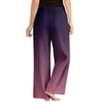 thumbnail image 4 of Pajama Pants with Drawstring Elastic Waist, Geometric Print Sleepwear, Comfortable Straight Leg Loose Lounge Pants for Women, Modern Design,Purple,L, 4 of 4