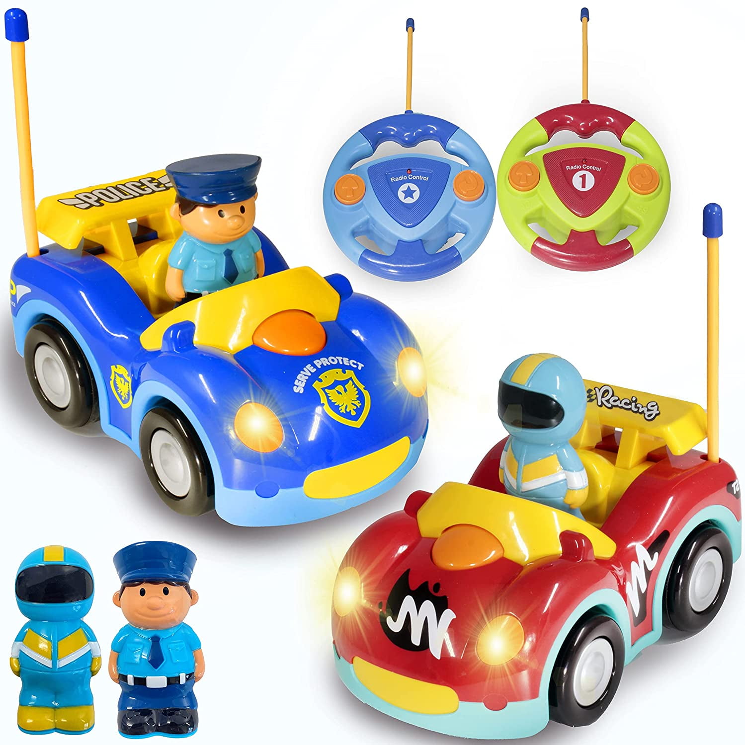 Details about   Cartoon R/C Police Car Race Car Radio Remote Control Kids Toy 2 Pack Toddler New 