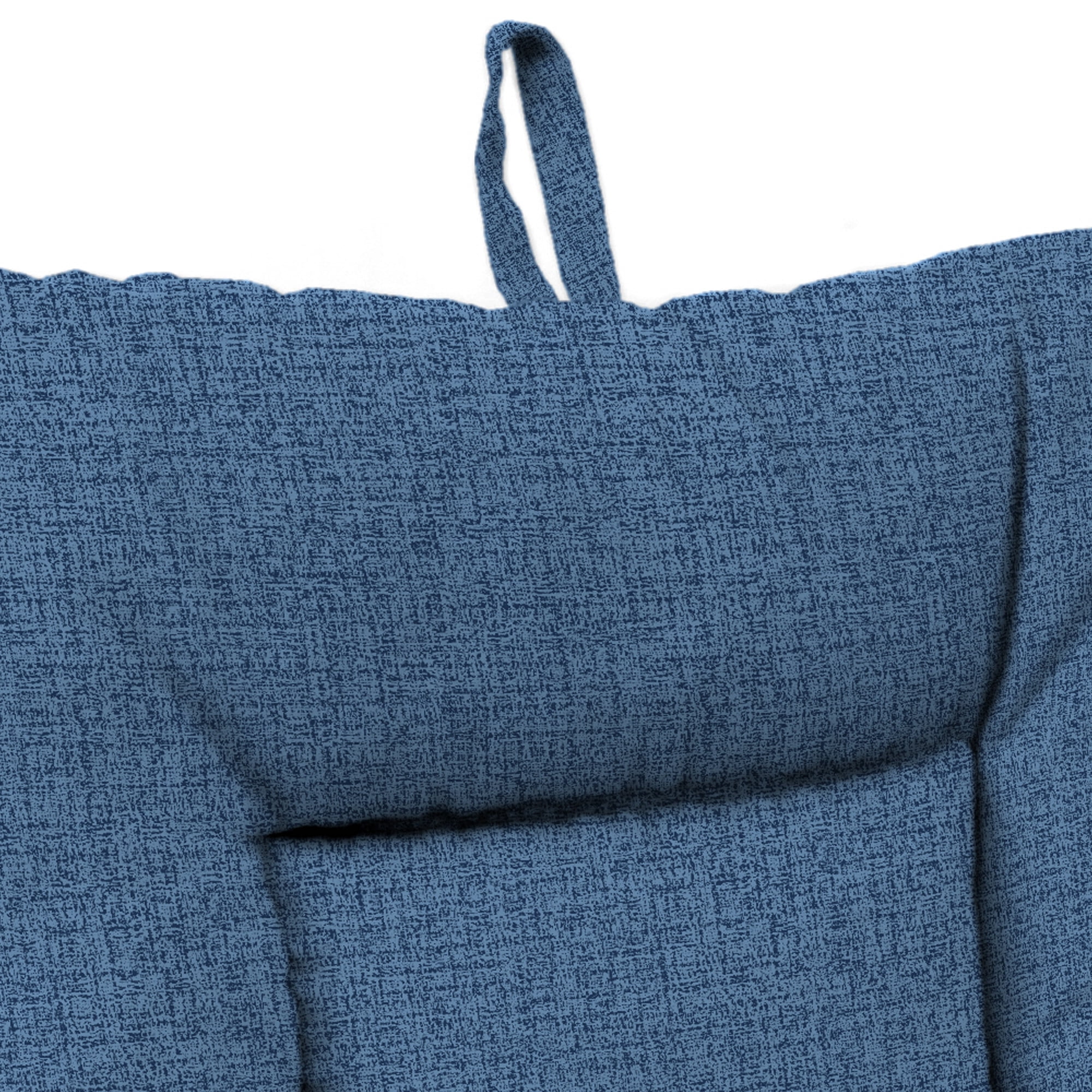 Jordan Manufacturing 38" x 21" McHusk Capri Blue Crosshatch Rectangular Outdoor Wrought Iron Chair Cushion with Ties and Hanger Loop