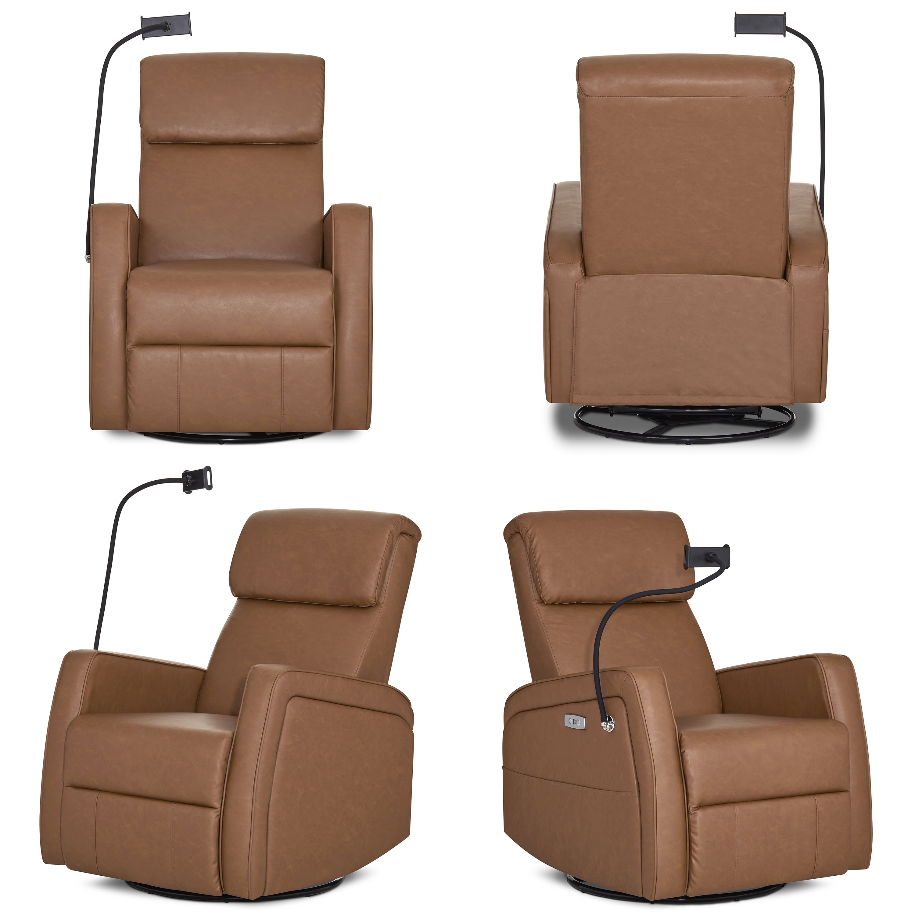 Buybuy BABY by Evolur Maverick Power Recline Glider with Device Holder, Cognac