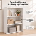 thumbnail image 2 of Huisenitre 3-Shelf Bookcase, Small Open Bookshelf for Bedroom Office, White, 2 of 8