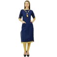 thumbnail image 5 of Bimba Women's Khadi Cotton Tunic Chic Kurta Kurti With Handmade Necklace Attached Clothing, 5 of 9