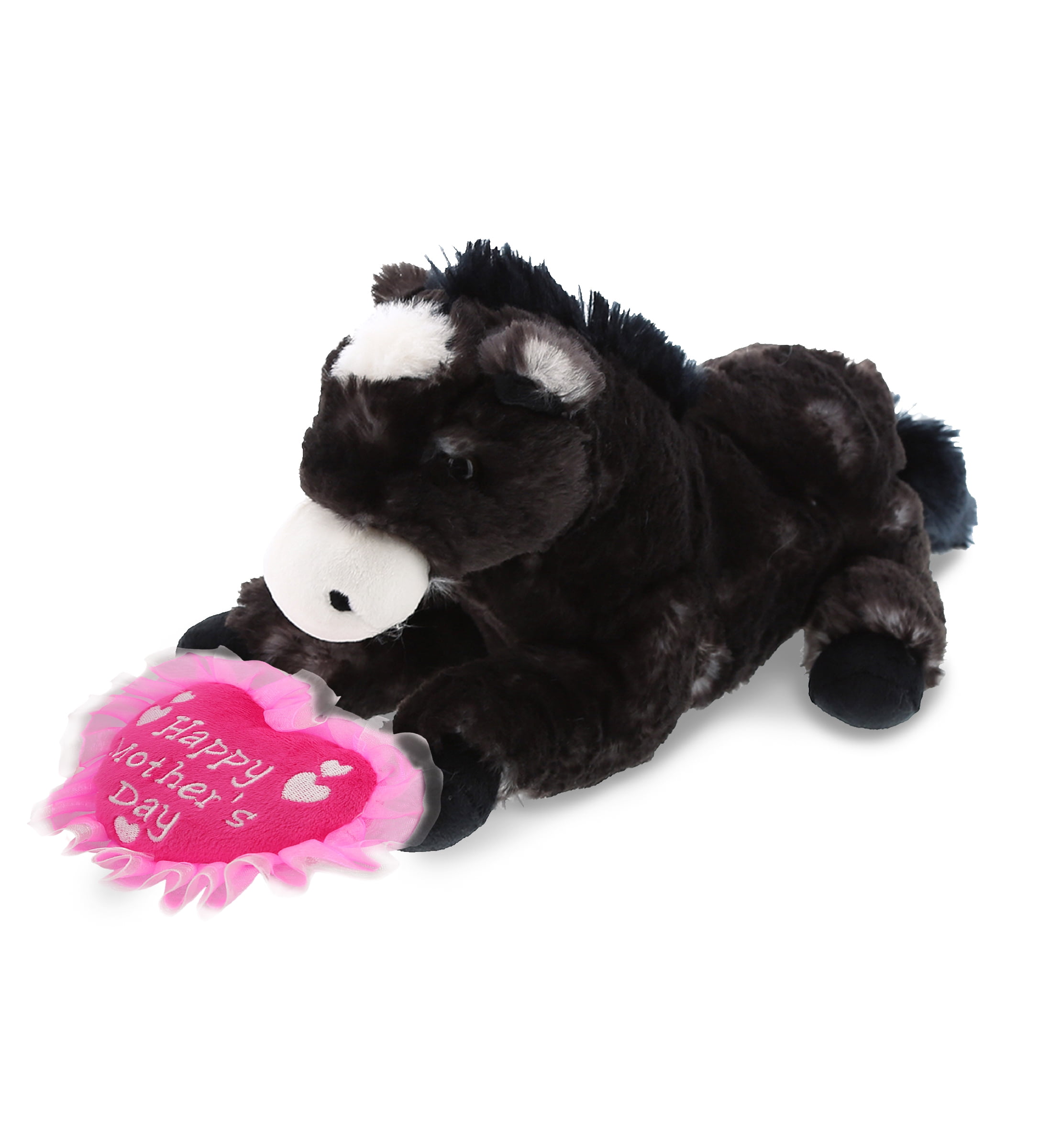 DolliBu Happy Mother's Day Super Soft Lying Black Horse Plush Figure