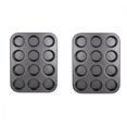 thumbnail image 1 of Juego de 2 moldes redondos antiadherentes de acero al carbono para muffins, molde para cupcakes para pasteles pequeños cubiertos con salsa, 1 of 4