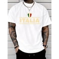 thumbnail image 2 of Men's Casual Style Short Sleeve T-Shirt, Italian Letter Print 100% Polyester, Regular Fit Round Neck, Comfortable Stretch Summer Fashion Tee, Casual Attire Apparel, Perfect Gift, 2 of 10