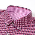 thumbnail image 4 of JUUYY Men Slim Fit Dress Shirt Long Sleeve Button Down Lapel Shirts Tops Business Casual Stripe Plaid Shirts Red XS, 4 of 4