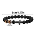 thumbnail image 3 of Men's Black Onyx Beaded Bracelet, Natural Stone Cross Charm Bracelet, Elastic Yoga Energy Bracelet for Men, Religious Jewelry Gift, 3 of 7