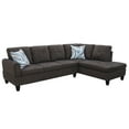thumbnail image 2 of Hommoo Flannel Living Room Furniture Sets, 4-Seat Couches and Sofa Set, L Shaped Couch Set Sectional Sofa Set for Home, Apartment, Dorm, Dark Brown(No Ottoman), 2 of 8