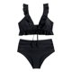 thumbnail image 1 of Gibobby Trajes de Baño para Mujer Nuevo traje de baño de Color sólido de encaje de Bikini de cintura alta europeo y americano para mujer(Negro,M), 1 of 3