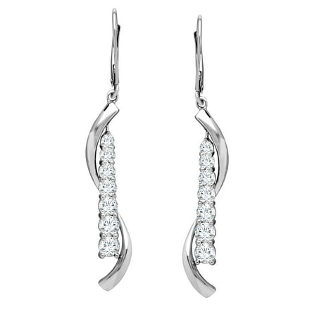 Journey Drop Earrings with 3 3/4 ct Cubic Zirconia in 14kt White Gold