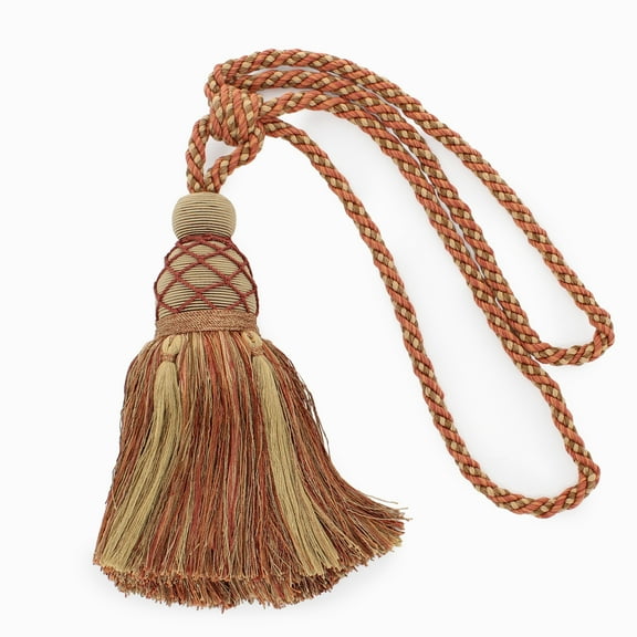 DECOPRO Large Beautiful Curtain & Drapery Tassel Tieback with Elegant Net Design, Tassel Length 9 1/2" (24cm), Spread 30" (76cm) # TBV095L, #VNT9 Sold Individually