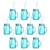 15 oz. Colored Mason Jars with Straw - 10 pack - Blue