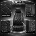 thumbnail image 4 of Road Comforts Car Seat Covers, Lauxury Diamond Quilted Leather Front Bucket Seat Covers, Airbag Compatible, Universal Fit Automotive Seat Covers with Piping Trim, Black, 4 of 7