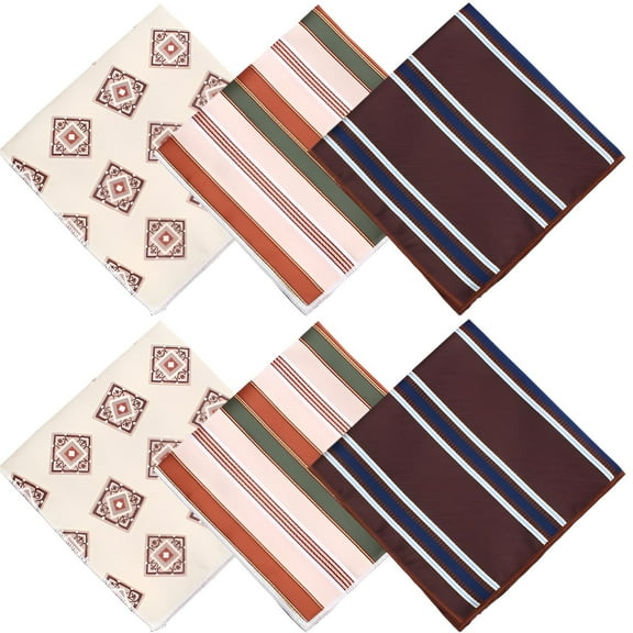 TELOLY 6Pcs Pocket Squares for Men,Patterned Handkerchief Pocket Squares for Men,Three-Dimensional Shape Polyester Handkerchiefs,Style1