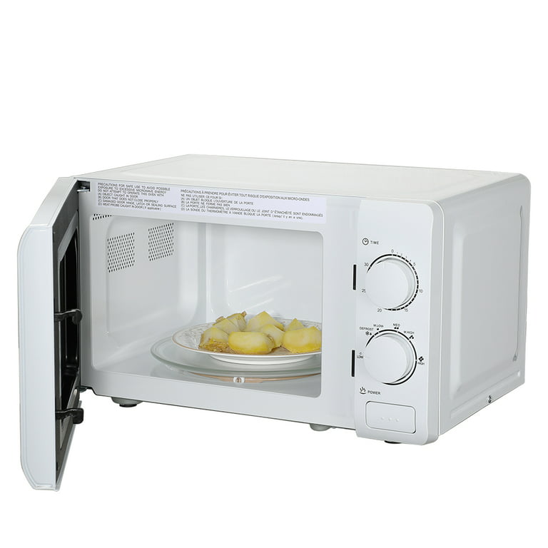 Microwave Oven, Six Power Levels,LED Lighting, Pull Handle Design, Retro,  0.7 Cu.Ft,White 