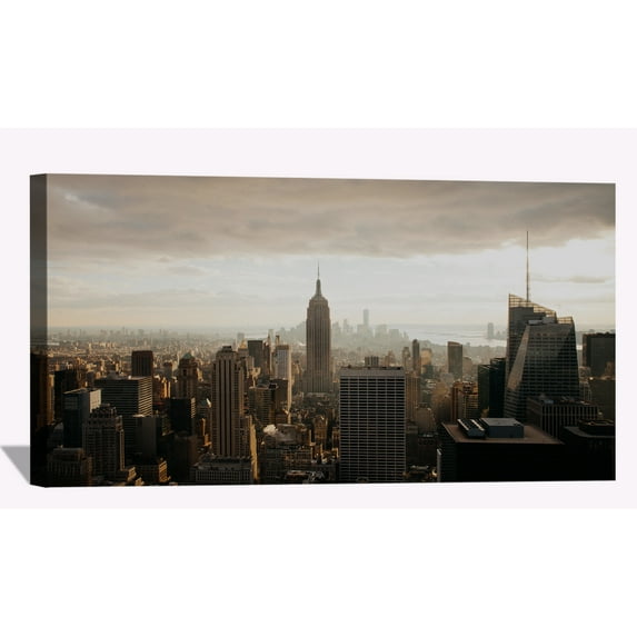 Empire State Building Skyscraper Wall Art City Skyline Picture Canvas Art Downtown Night Framed Painting Wall Decor For Home Office Bedroom Livingroom Ready to Hang