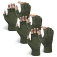 thumbnail image 1 of Guantes Evridwear con pantalla táctil sin dedos, 3 pares, color verde militar, 1 of 6
