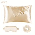 thumbnail image 2 of 4pcs Uralili Satin Pillowcase Set With Eye Mask And Hair Scrunchie – 2 Satin Pillowcases (No Core), Smooth Soft Sleeping Accessories, Home Bedding Decor, 2 of 8