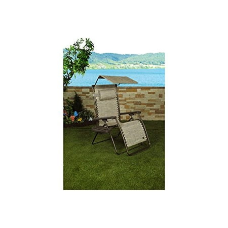Patio Bliss GRAVITY FREE Chair X-Wide with Sun-Shade and Cup Tray - Sand