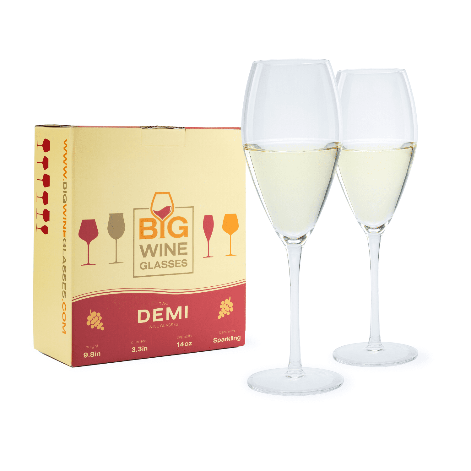 Big Wine Glasses Set of 2 I Sparkling Wine Glasses I Wine Flutes I