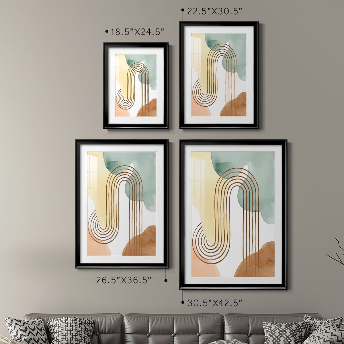 Wexford Home Spring Shapes I Premium Framed Print, 22.5" x 30.5" - Ready to Hang, Black (Set of 2)