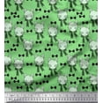 thumbnail image 1 of Soimoi Green Moss Georgette Fabric Bow & Cat Face Kids Print Sewing Fabric Yard 42 Inch Wide, 1 of 1