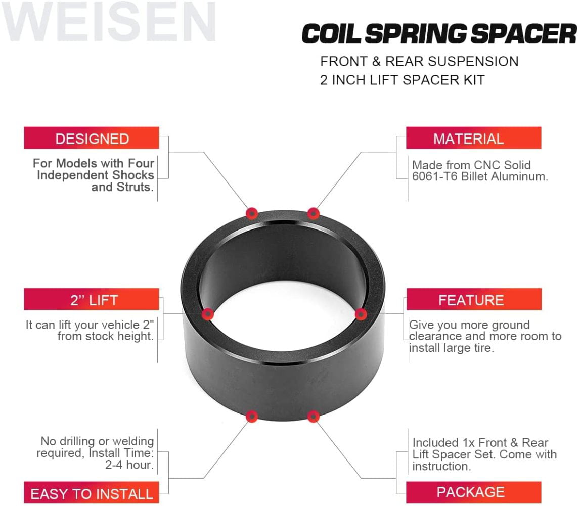 WeiSen 2 Inch Lift Spacer Kit Front and Rear Suspension Fit Can-Am Outlander MAX 1000/1000R and 400/500/570/650