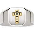 thumbnail image 4 of Stainless Steel Polished With 14K Accent 1/15Ct Sapphire Cross Signet Ring (Size 9) Made In China sr201-9, 4 of 5