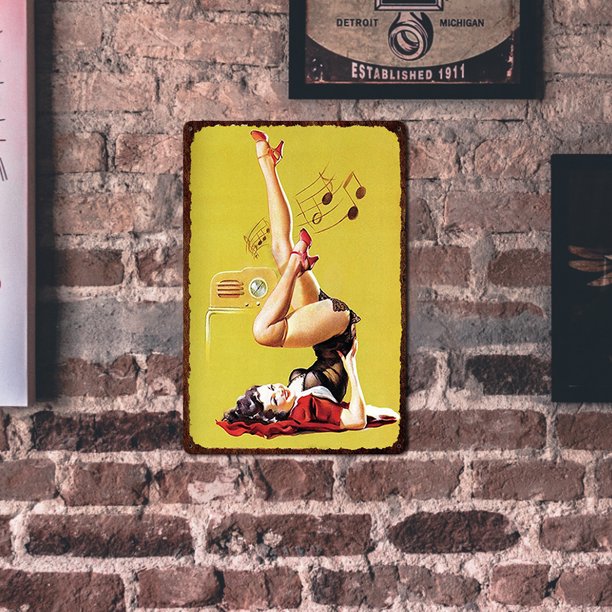 Montaje En Pared Sexy Lady Metal Signs Retro Pub Bar Door Hanging Rectangle Iron Sheet Likrtyny Arte Deco