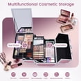 thumbnail image 3 of Portable Makeup Train Case Travel Cosmetics Box with Mirror Lockable 2 Trays Makeup Case Organizer, 3 of 9