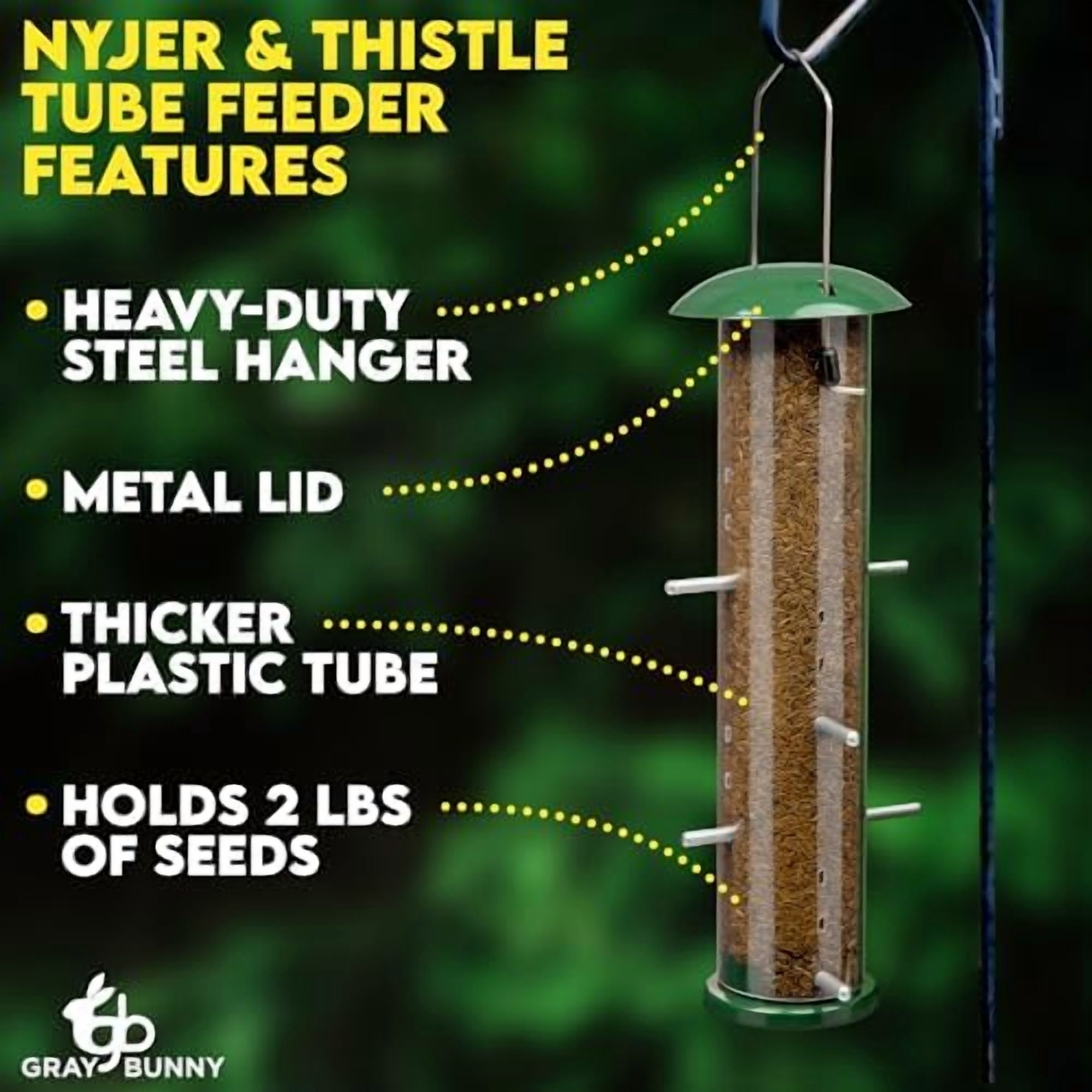 Finch Bird Feeder for Outdoors (16 Ports) Thistle & Nyjer Seed Hanging Feeder with 16 Ports and 8 Metal Perches, Chew-Proof Metal Design for Wild Birds$$Garden & Patio