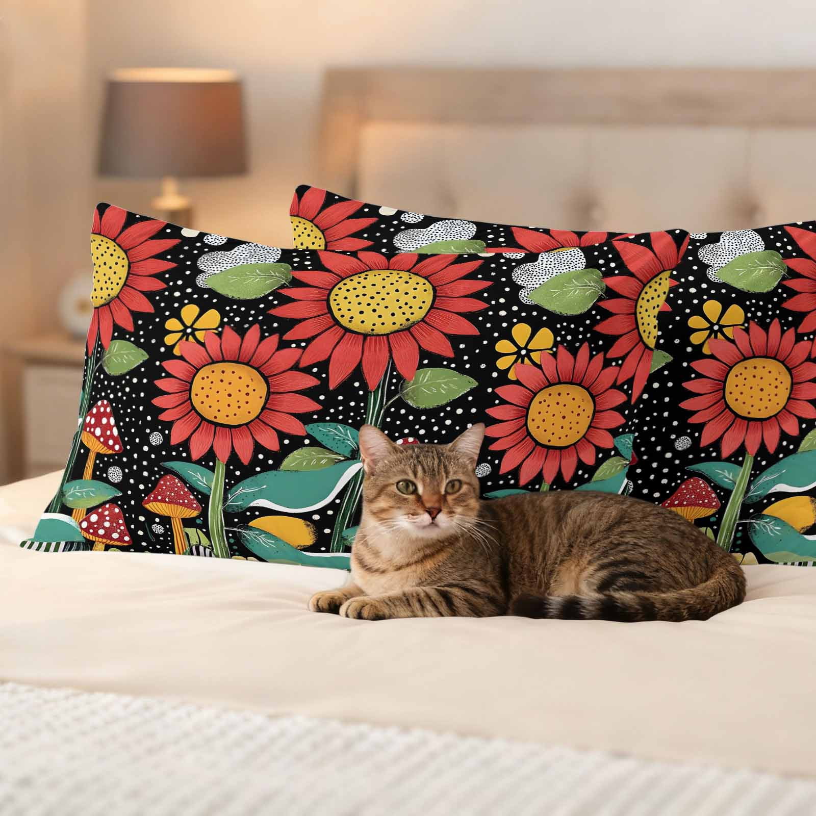 Spring Boho Pillow Covers 2 Pack Red Flowers Leaves White Polka Dots Painting Pillowcase Waterproof Outdoor Throw Pillow Cover for Patio Balcony Rectangular Cushion 20”x12”