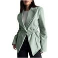 thumbnail image 1 of Long Jacket for Women, Pleated Waist Buttoned Loose Suit Jacket, 1 of 9