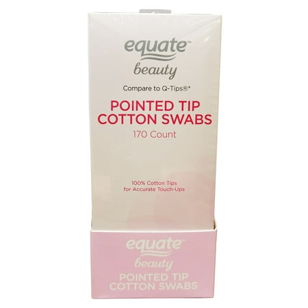 Equate Beauty Pointed Tip Cotton Swabs, 170 Count