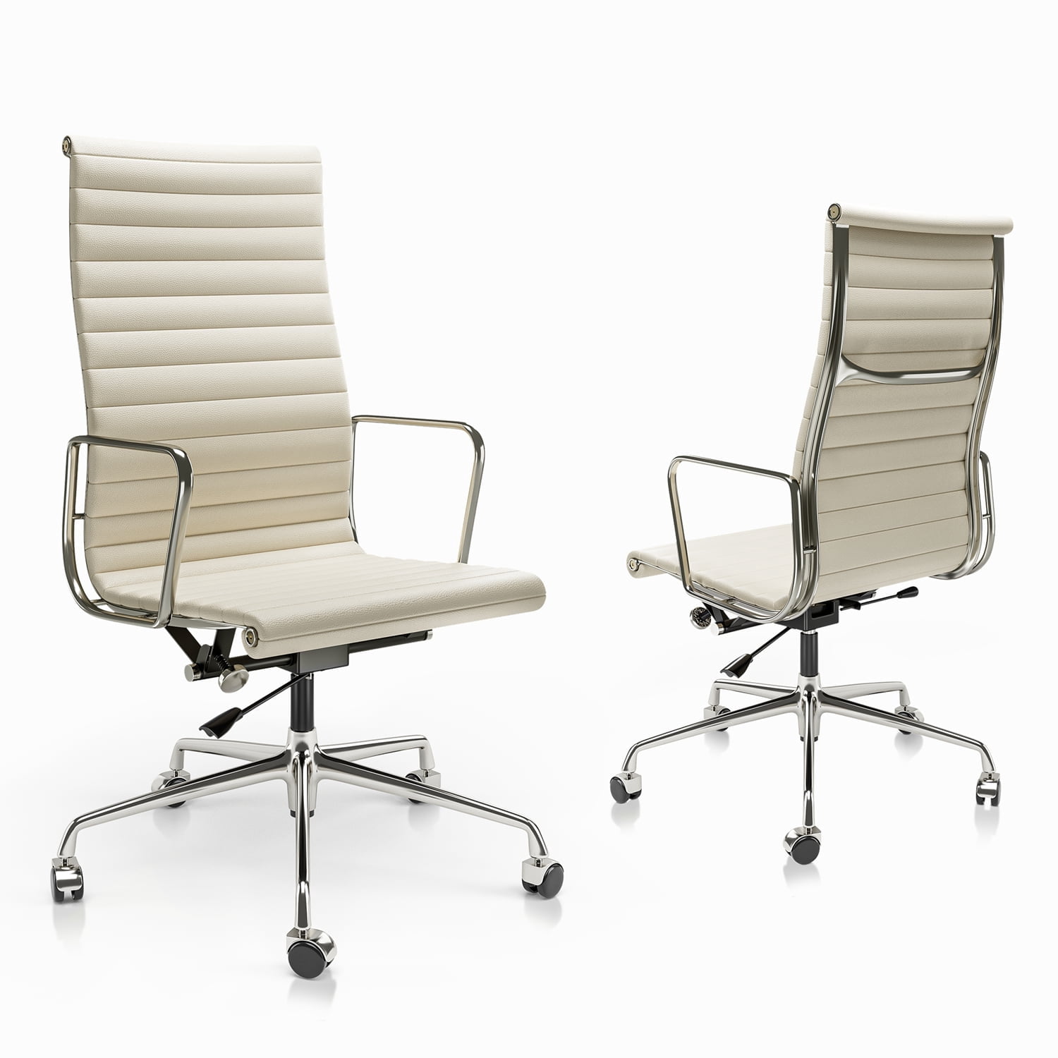 High Back Office Chair Ergonomic Office Chair Swivel Leather Task Chair with Lumbar Support,Adjustable Height,White