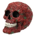 thumbnail image 2 of Day of The Dead Red Floral Roses With Green Petals Sugar Skull Figurine Decor, 2 of 9