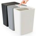thumbnail image 5 of Small Covered Trash Can 10 Liter Plastic Trash Can with Pop-up Lid Suitable for Bathrooms Bedrooms Offices Kitchens, Office Square Flip Top Press Trash Can for Narrow Spaces, White, 5 of 5