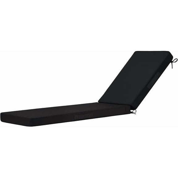 Chaise Lounge Cushions Outdoor 72"x21"x3", Waterproof Lounge Chair Cushion with Removable Cover, Patio Chair Cushions for Outdoor Furniture with Adjustable Ties, 72"x21"x3", Black