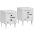 thumbnail image 1 of Costway 2 Pcs Table de Chevet Table Basse Pieds en Bois Tiroirs de Rangement Blanc, 1 of 10